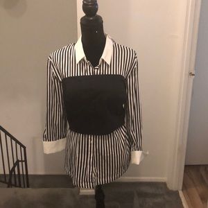 COPY - Black and white strip blouse.